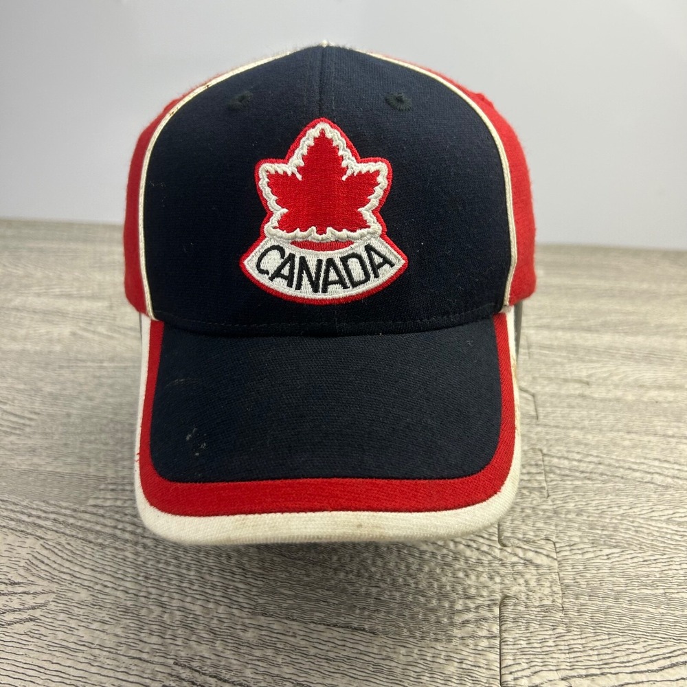 Vintage Y2K Nike Canada Hockey Hat Cap Fitted One Size Black Red NHL Adult